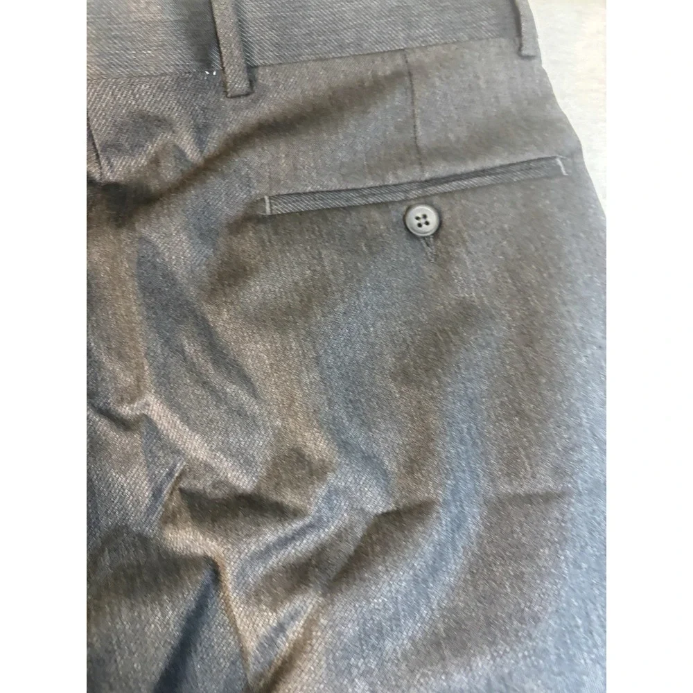 Kirkland Signature Men's 34x32 Wool Pleated Cuffed Dress Slacks Charcoal Twill